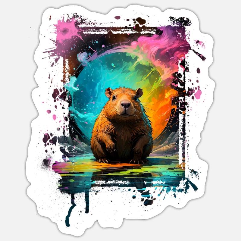 Capybara - Sticker taille S (10 x 10 cm) - blanc mat