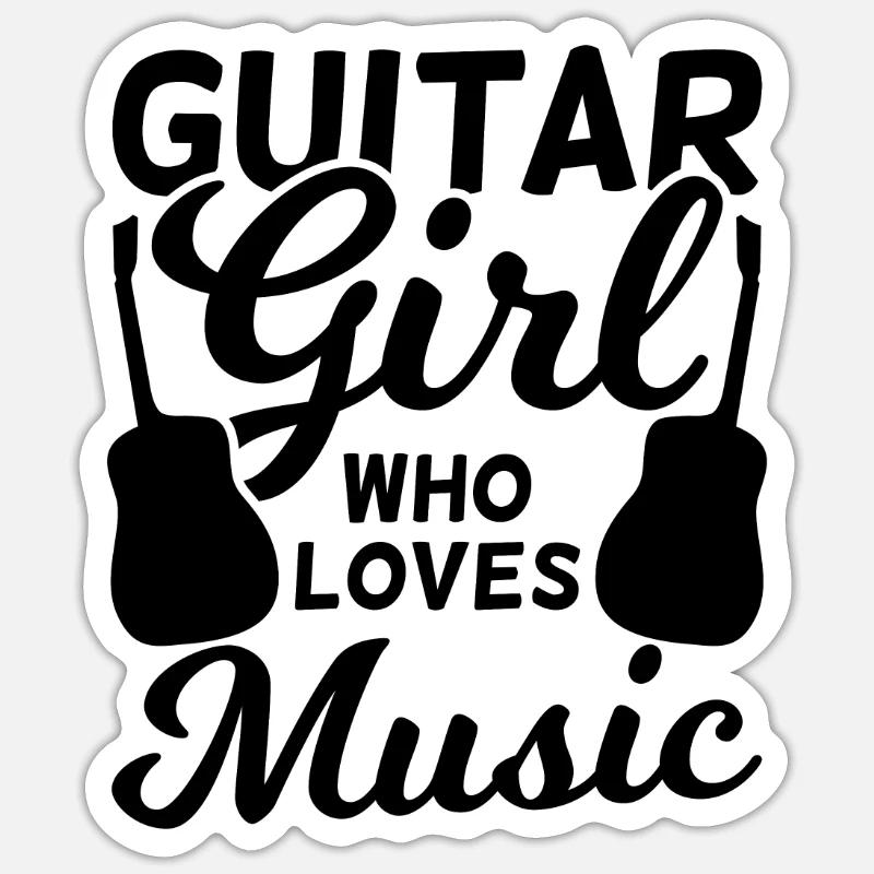 Guitariste - Sticker taille S (10 x 10 cm) - blanc mat