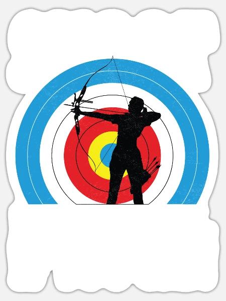 Bogenschießen Frau- Bogenschützin Spruch - Sticker Größe S (10 x 10 cm) - Mattweiß