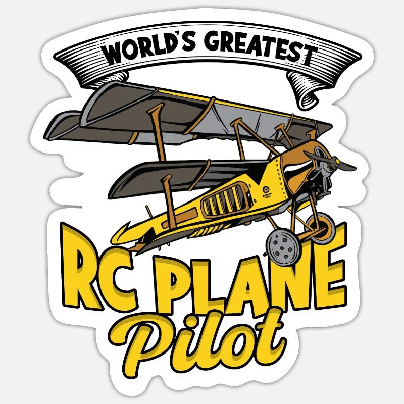 Model Airplane World's Greatest RC Plane Pilot - Sticker size S (10 x 10 cm) - white matte