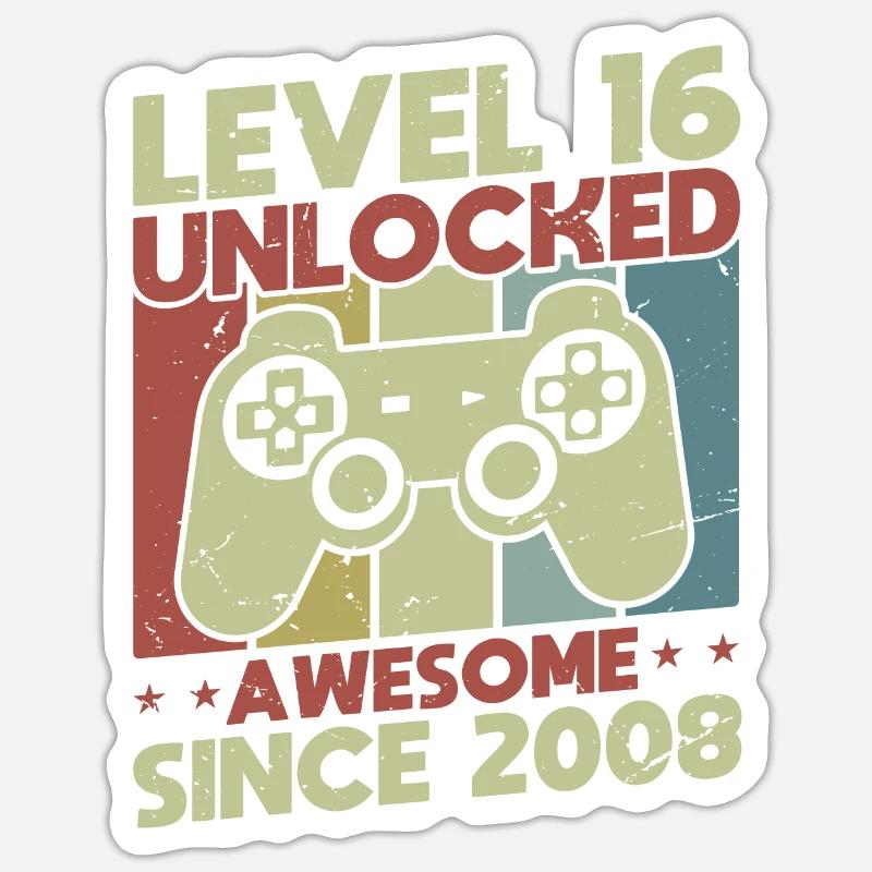 Niveau 16 débloqué - Sticker taille S (10 x 10 cm) - blanc mat
