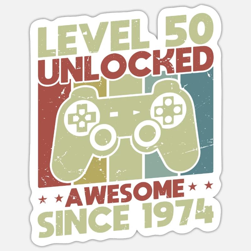 Level 50 Unlocked - Sticker size S (10 x 10 cm) - white matte