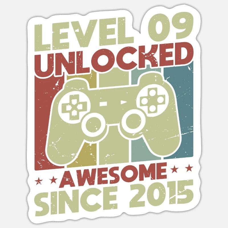 Niveau 9 débloqué - Sticker taille S (10 x 10 cm) - blanc mat