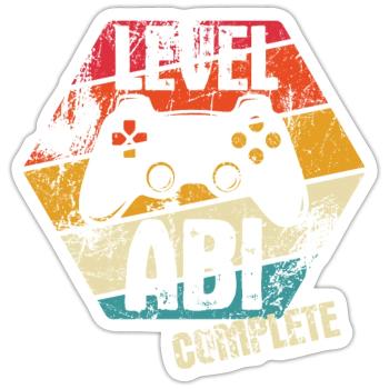 ABI - Level complete - Controller - Gamer - Sticker Größe S (10 x 10 cm) - Mattweiß - Vorne