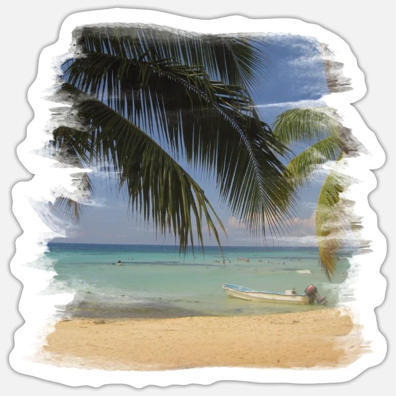Plage - Sticker taille S (10 x 10 cm) - blanc mat