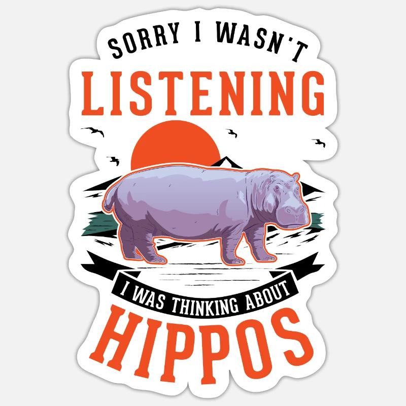 Nilpferd Geschenk Flusspferd Hippo - Sticker Größe S (10 x 10 cm) - Mattweiß