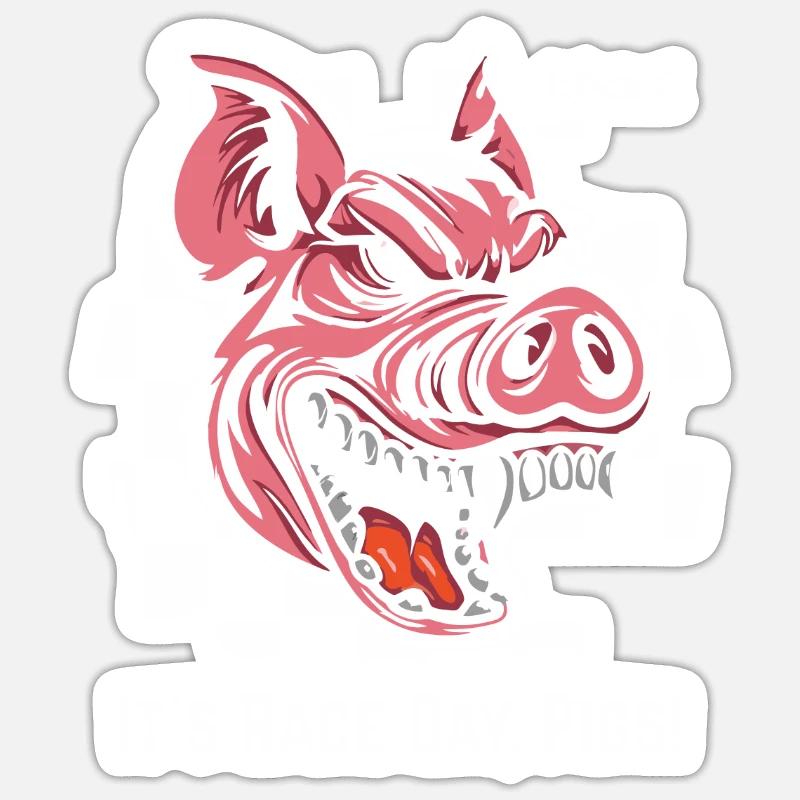 Always Ready for Race, Checkered Flag Pig Sticker size S (10 x 10 cm)