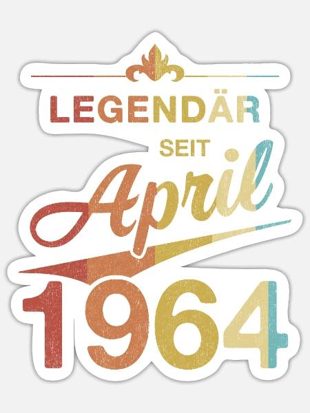 60. Geburtstag Legendär April 1964 Jahrgang 64 - Sticker Größe S (10 x 10 cm) - Mattweiß