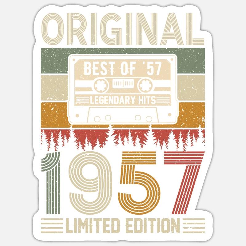 Légendes nées en 1957 - Sticker taille S (10 x 10 cm) - blanc mat