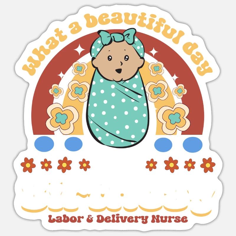 Infirmière Bébé Maternité Infirmière - Sticker taille S (10 x 10 cm) - blanc mat