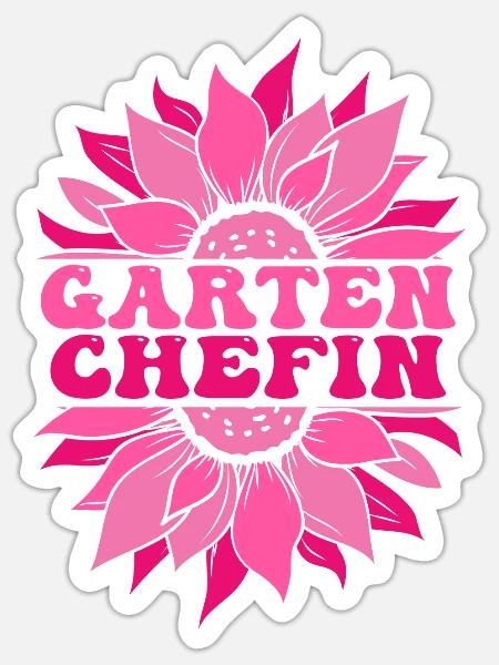 Gartenchefin, Gartenarbeit Frau, Garten - Sticker Größe S (10 x 10 cm) - Mattweiß