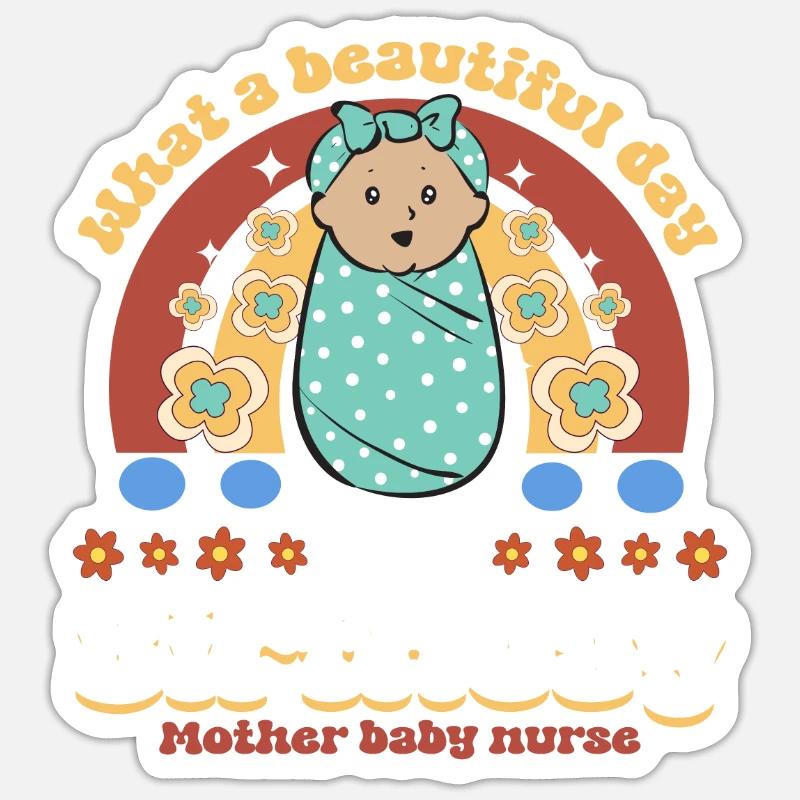 Infirmière Bébé Maternité Infirmière - Sticker taille S (10 x 10 cm) - blanc mat