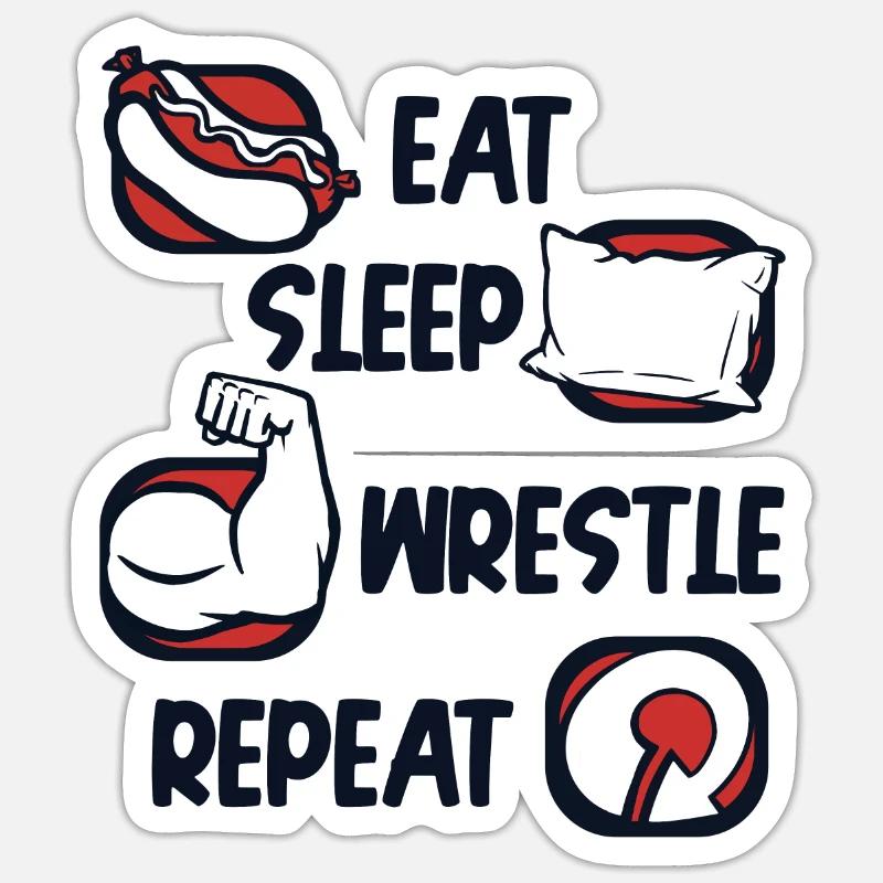 Manger Dormir Lutter Répéter Techniques Exercice Bras Sticker taille S (10 x 10 cm)