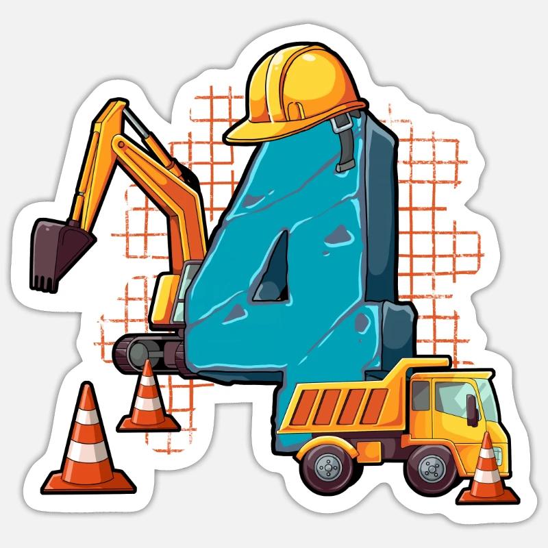 4e anniversaire de la construction de machines Sticker taille S (10 x 10 cm)