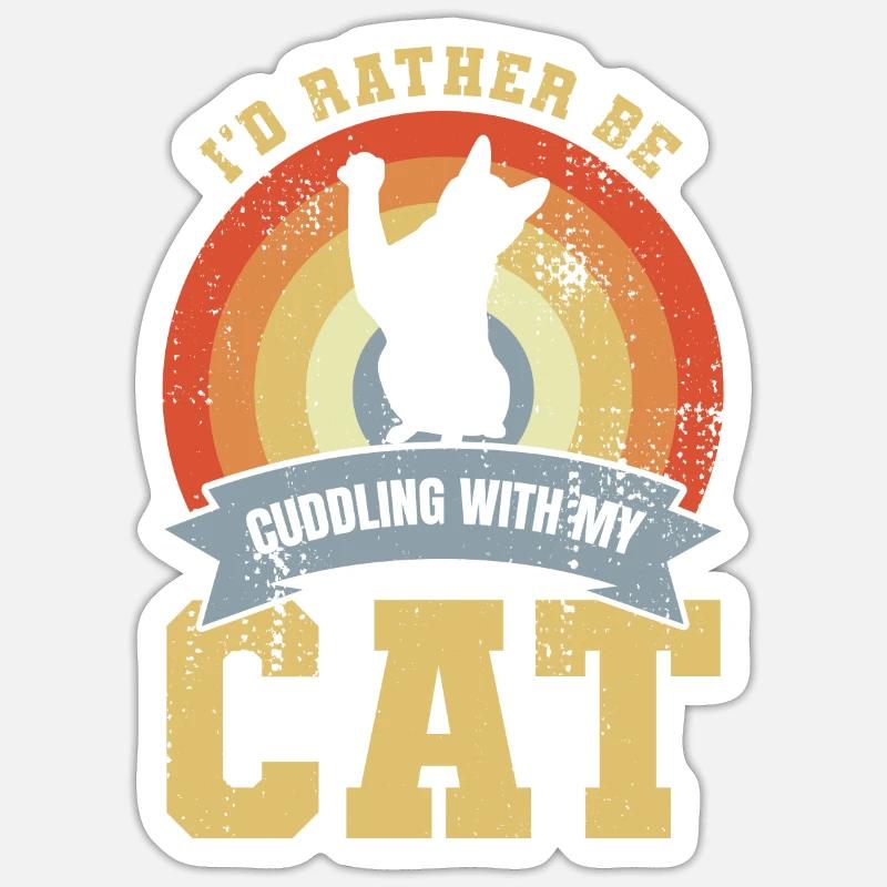Blague de propriétaire de chat - Sticker taille S (10 x 10 cm) - blanc mat