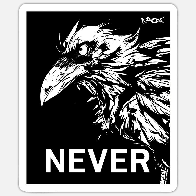 Niemals, ein schwarzer Rabe Sticker Größe S (10 x 10 cm)