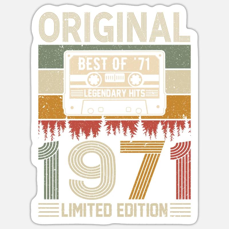 Joie d’anniversaire '71 - Sticker taille S (10 x 10 cm) - blanc mat