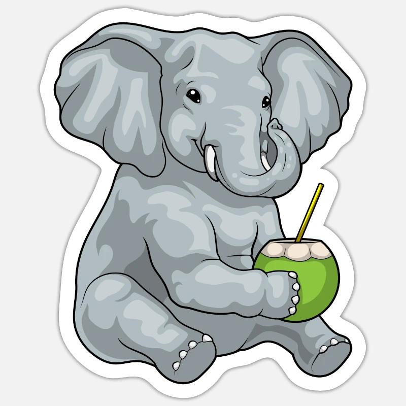 Éléphant Noix de - Sticker taille S (10 x 10 cm) - blanc mat