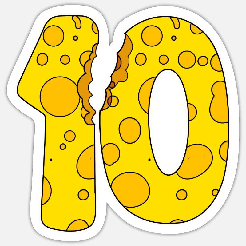 10 ans de Funny Cheese - Sticker taille S (10 x 10 cm) - blanc mat