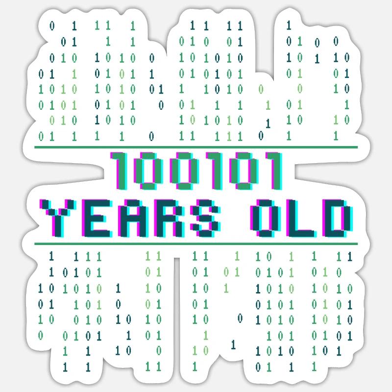 37. Geburtstag 37 Jahre alt Binärcode Informatik Sticker Größe S (10 x 10 cm)