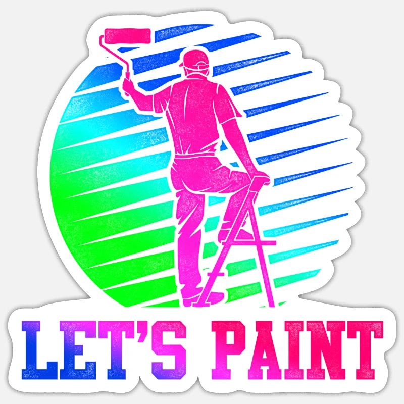 House Painter Decorator Retro 80s - Sticker size S (10 x 10 cm) - white matte