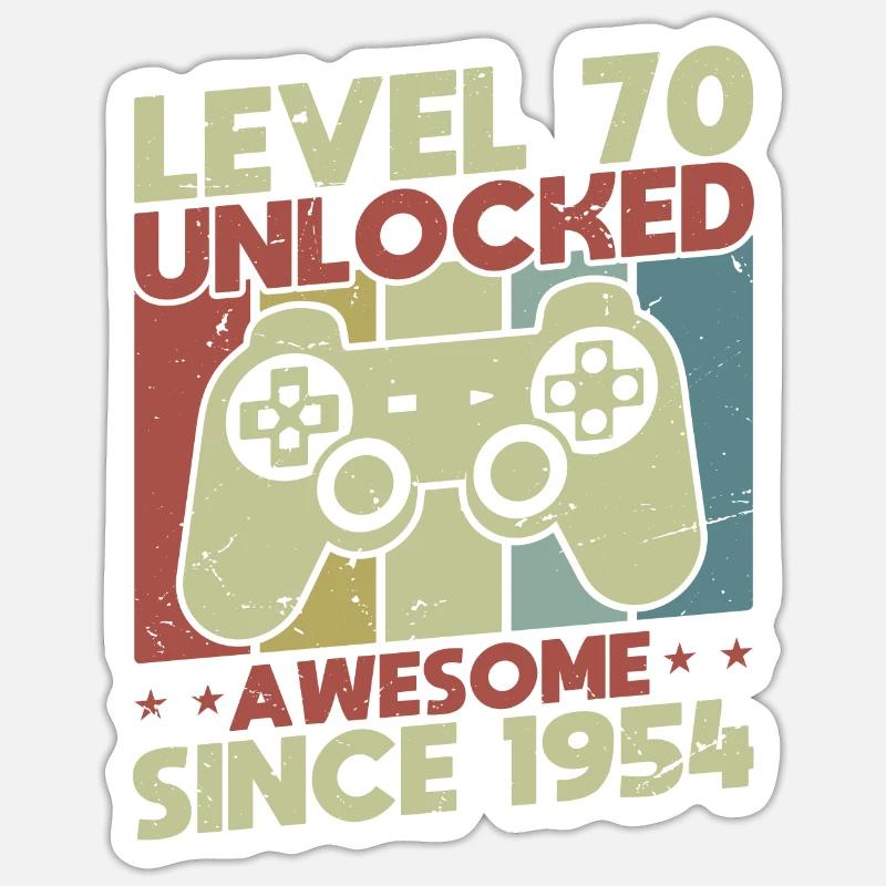Niveau 70 débloqué - Sticker taille S (10 x 10 cm) - blanc mat