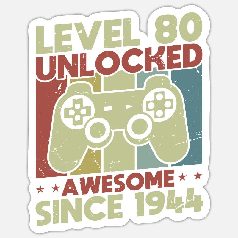 Niveau 80 débloqué - Sticker taille S (10 x 10 cm) - blanc mat