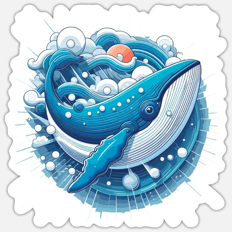 Baleine bleue - Sticker taille S (10 x 10 cm) - blanc mat