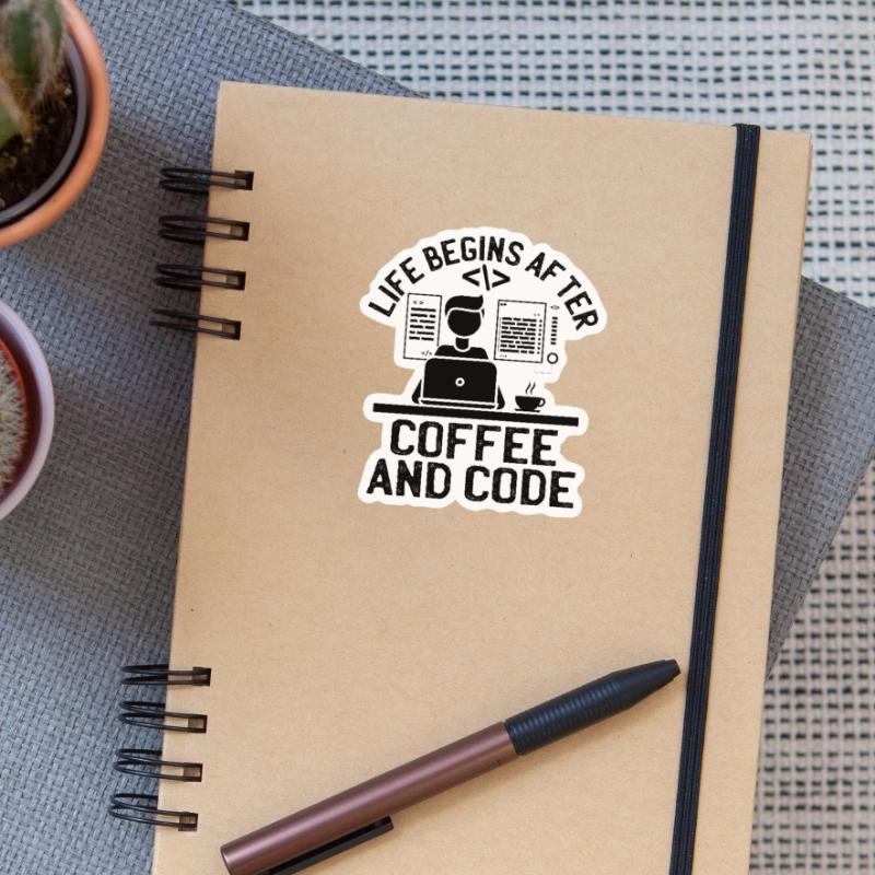 Café Codage Programmeur Codeur Développeur Nerd Coff Sticker taille S (10 x 10 cm)