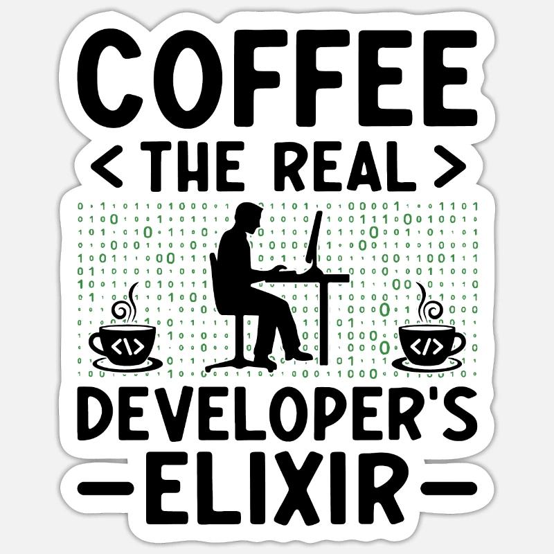 Café Codage Programmeur Codeur Développeur Nerd Coff Sticker taille S (10 x 10 cm)