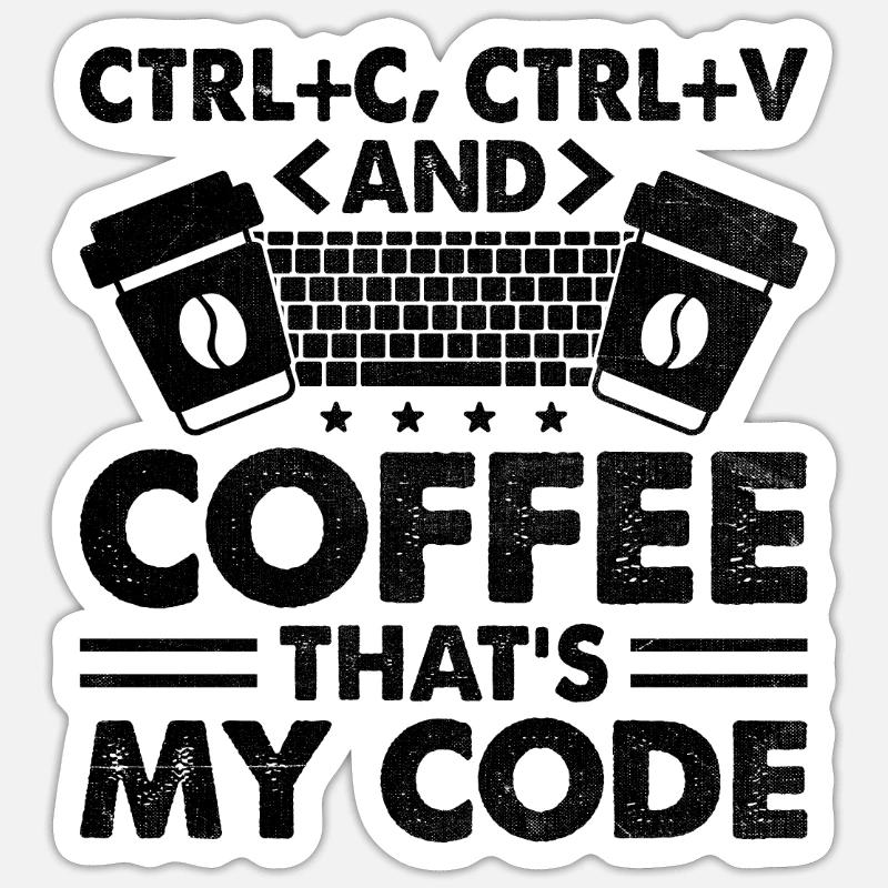Café Codage Programmeur Codeur Développeur Nerd Coff Sticker taille S (10 x 10 cm)