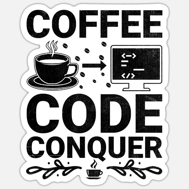 Café Codage Programmeur Codeur Développeur Nerd Coff Sticker taille S (10 x 10 cm)