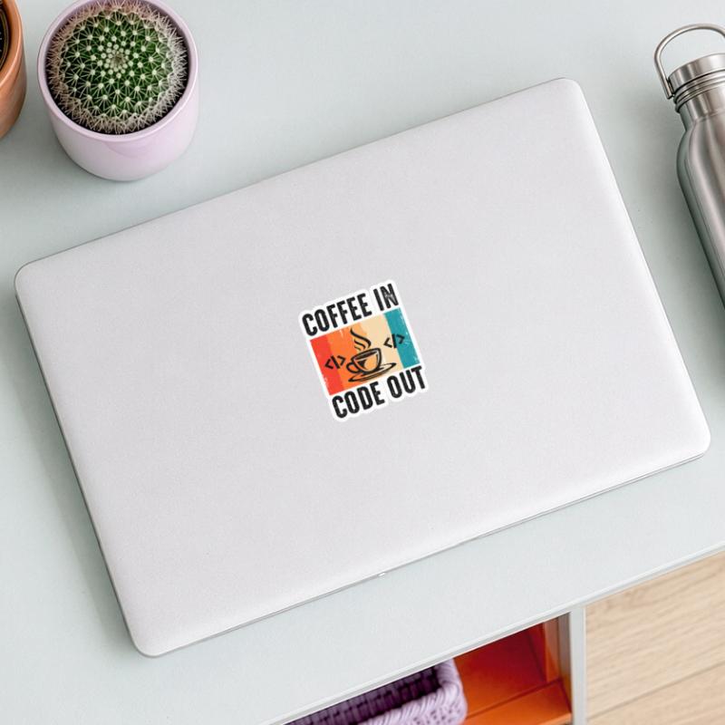Café Codage Programmeur Codeur Développeur Nerd Coff Sticker taille S (10 x 10 cm)