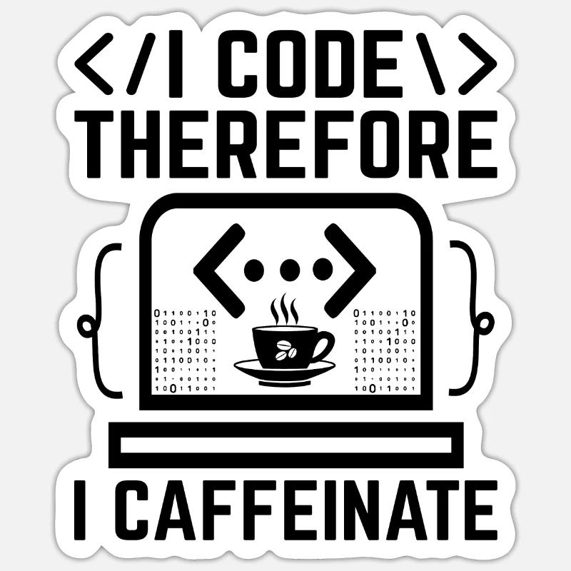 Café Codage Programmeur Codeur Développeur Nerd Coff Sticker taille S (10 x 10 cm)