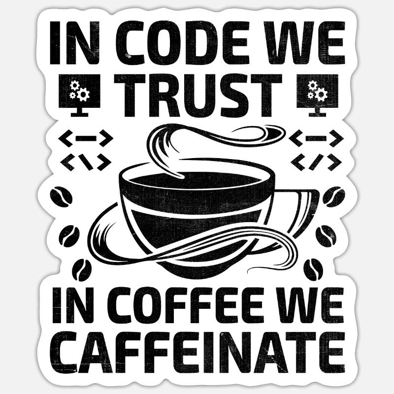Café Codage Programmeur Codeur Développeur Nerd Coff Sticker taille S (10 x 10 cm)