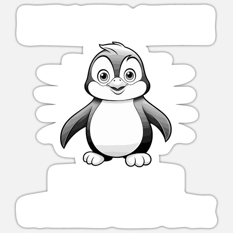 Pingouin mignon - Sticker taille S (10 x 10 cm) - blanc mat