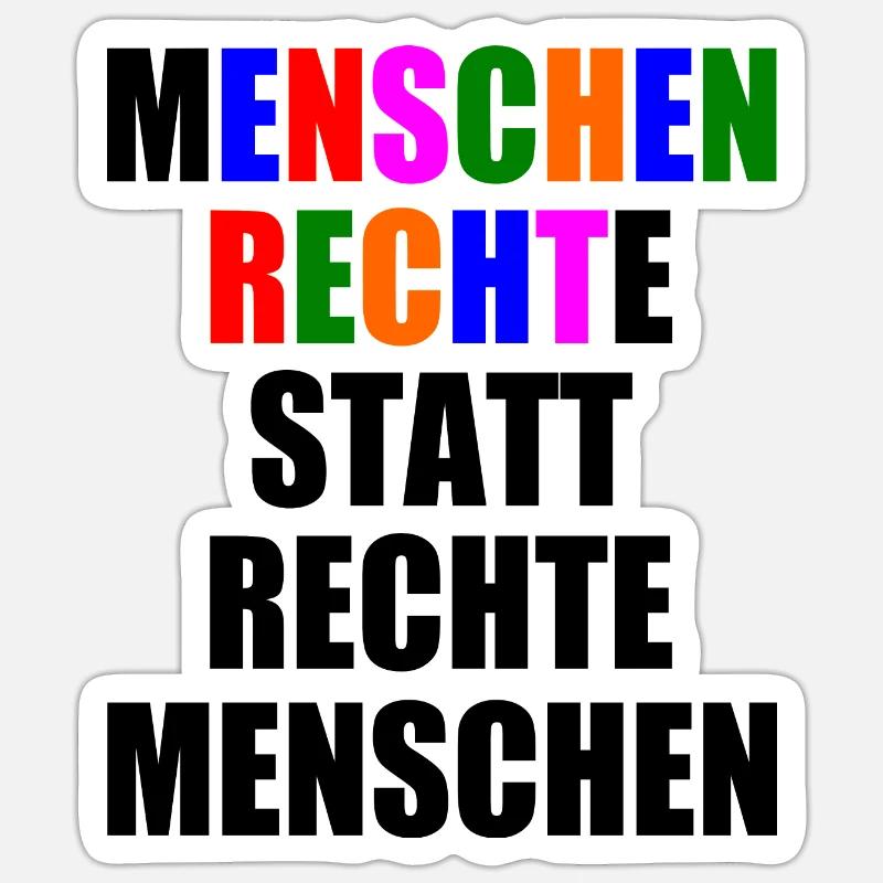 menschenrechte statt rechte menschen - Sticker Größe S (10 x 10 cm) - Mattweiß