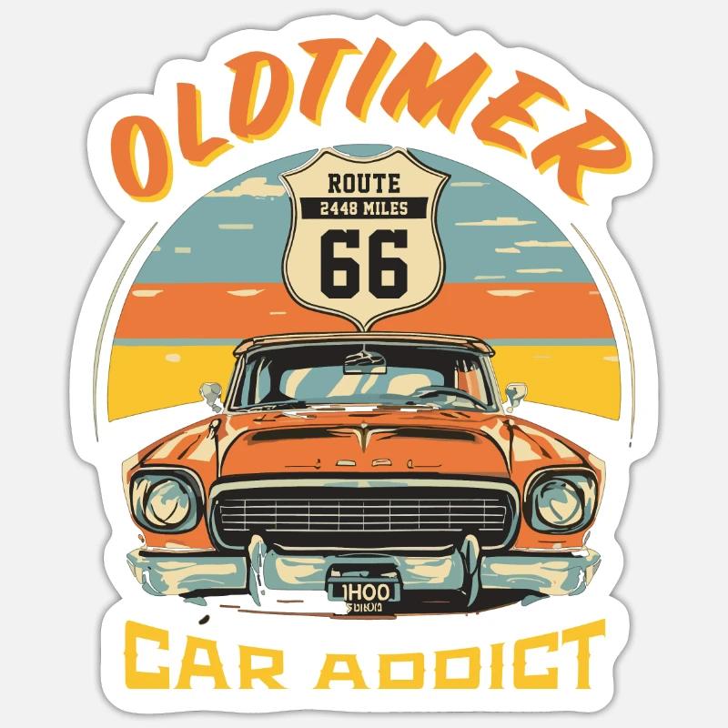 OLDTIMER – CAR ADDICT - Sticker Größe S (10 x 10 cm) - Mattweiß