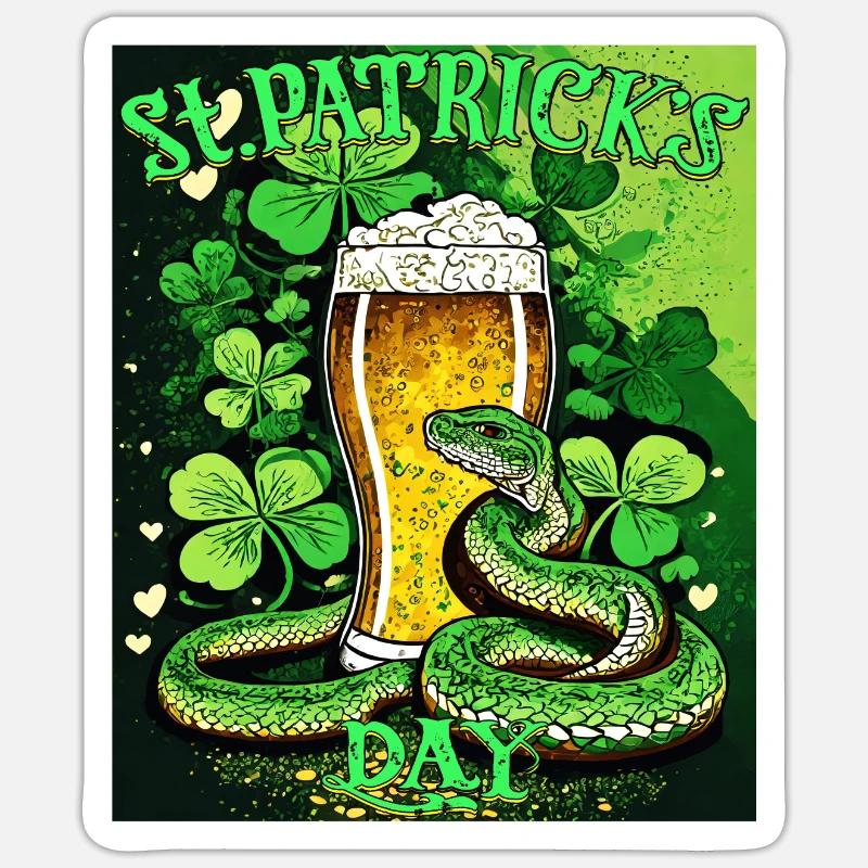 JOUR DE LA SAINT-PATRICK SERPENT BIÈRE TRÈFLE Sticker taille S (10 x 10 cm)