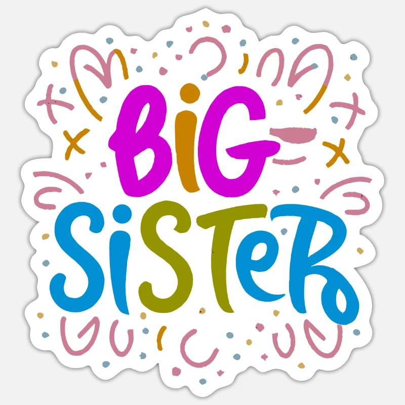 GROßE SCHWESTER - Sticker Größe S (10 x 10 cm) - Mattweiß