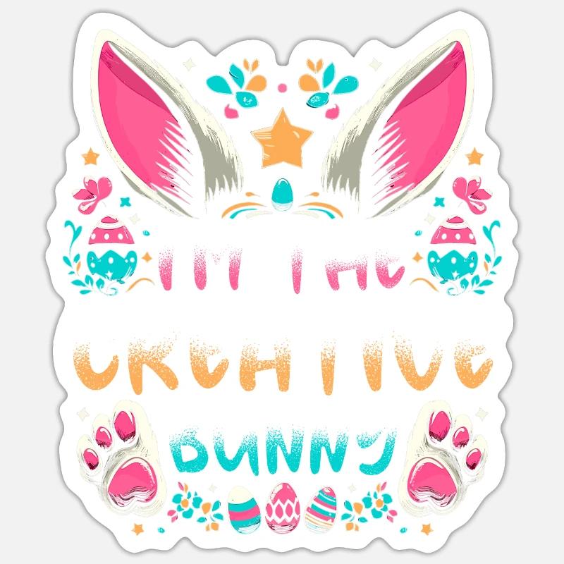Je suis le lapin créatif - Sticker taille S (10 x 10 cm) - blanc mat