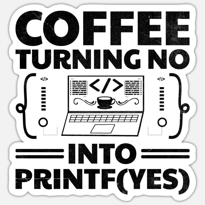 Café Codage Programmeur Codeur Développeur Nerd Coff Sticker taille S (10 x 10 cm)