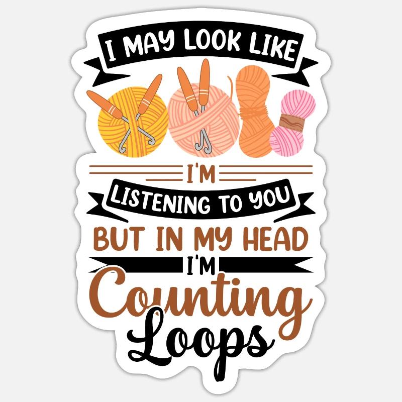 Conception drôle au Crochet - Sticker taille S (10 x 10 cm) - blanc mat