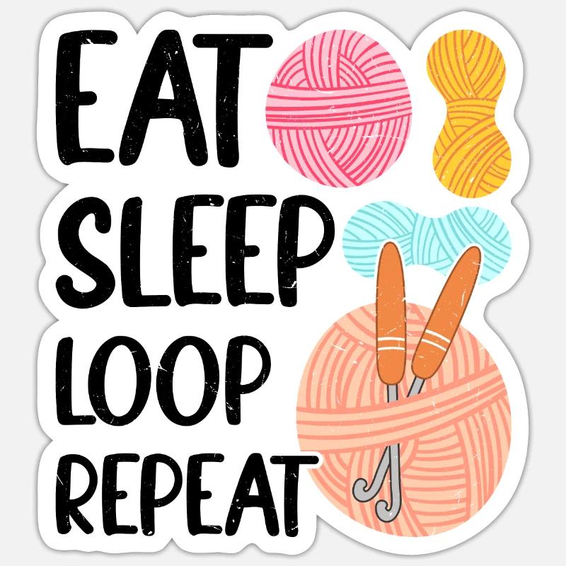 Conception drôle au Crochet - Sticker taille S (10 x 10 cm) - blanc mat