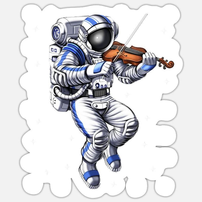 Astronaut Violin Player - Sticker size S (10 x 10 cm) - white matte