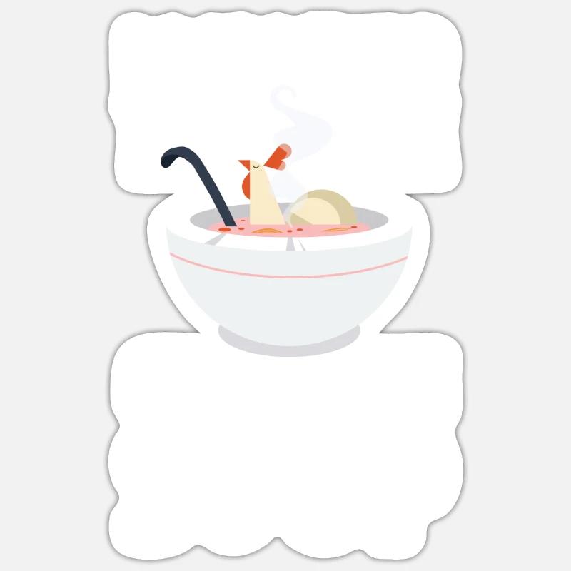 Soupe de poulet - Sticker taille S (10 x 10 cm) - blanc mat
