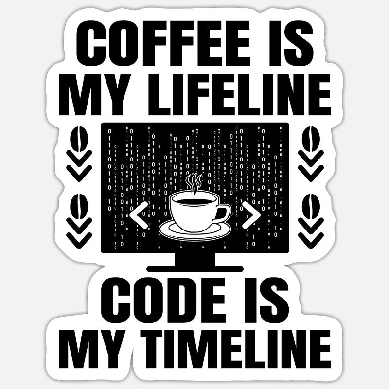 Café Codage Programmeur Codeur Développeur Nerd Coff Sticker taille S (10 x 10 cm)