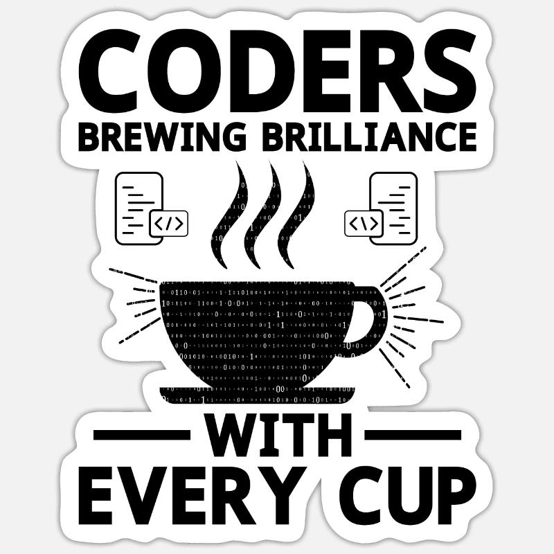 Café Codage Programmeur Codeur Développeur Nerd Coff Sticker taille S (10 x 10 cm)
