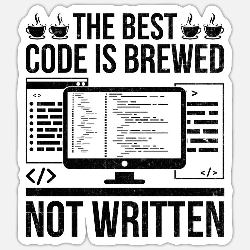 Kaffee-Codierung Programmierer Programmierer Entwickler Nerd Coff Sticker Größe S (10 x 10 cm)