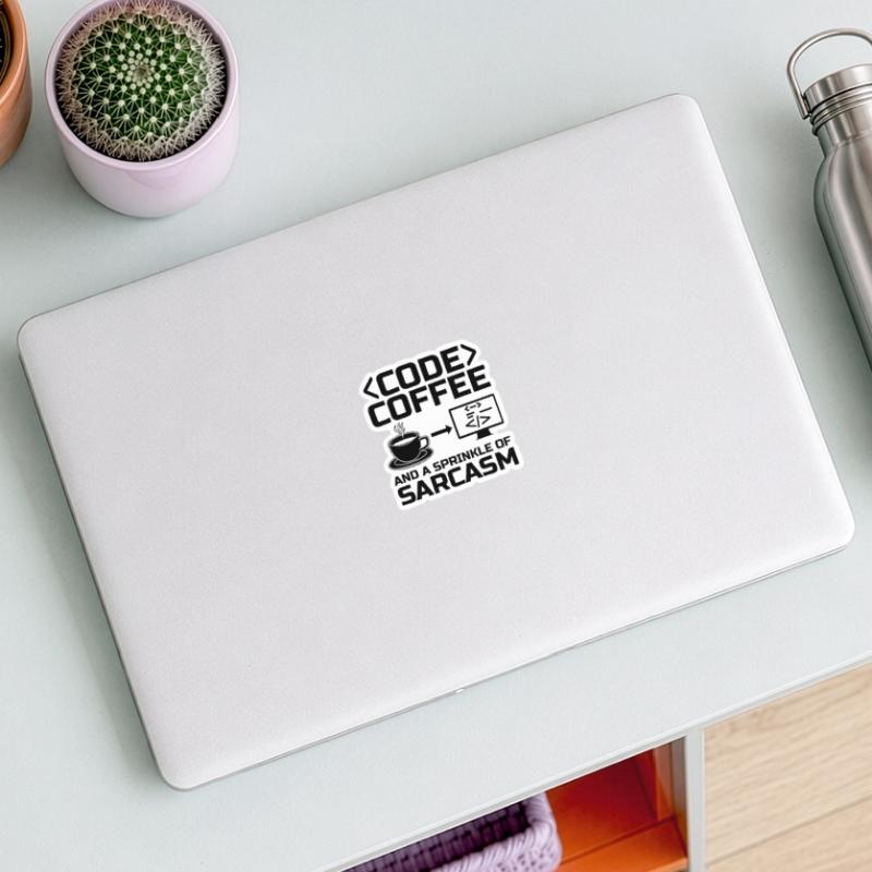 Café Codage Programmeur Codeur Développeur Nerd Coff Sticker taille S (10 x 10 cm)